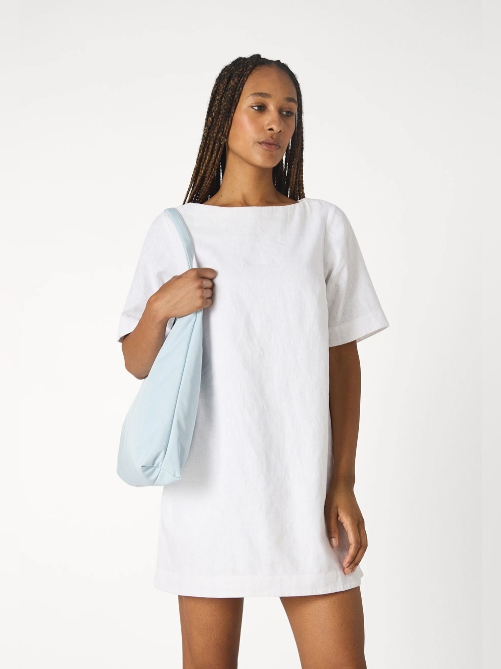 Abercrombie & Fitch T-Shift Linen Blend Mini Dress Size S Chic Coastal Boho Boho